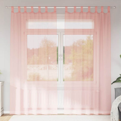 Tende in Voile con Passanti 2 pz Rosa 140x245 cm