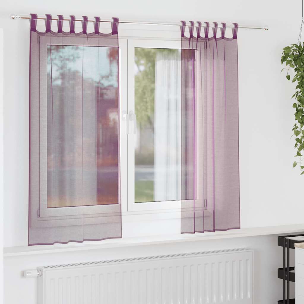 Tende in Voile con Passanti 2 pz Viola 140x175 cm