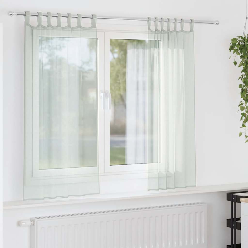 Tende in Voile con Passanti 2 pz Grigio Chiaro 140x175 cm