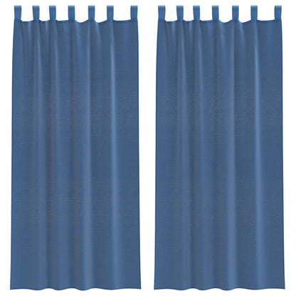 Tende in Voile con Passanti 2 pz Blu Reale 140x225 cm