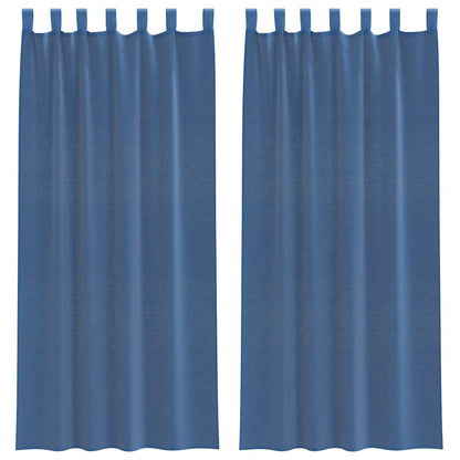 Tende in Voile con Passanti 2 pz Blu Reale 140x245 cm