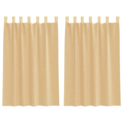 Tende in Voile con Passanti 2 pz Sabbia 140x175 cm