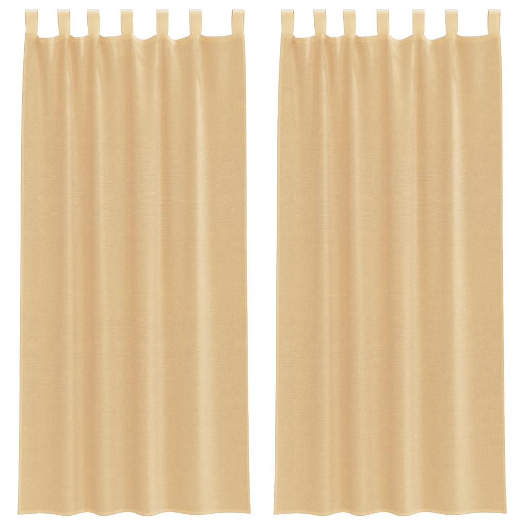 Tende in Voile con Passanti 2 pz Sabbia 140x225 cm