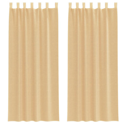Tende in Voile con Passanti 2 pz Sabbia 140x260 cm
