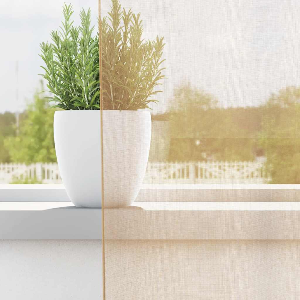 Tende in Voile con Passanti 2 pz Sabbia 140x260 cm