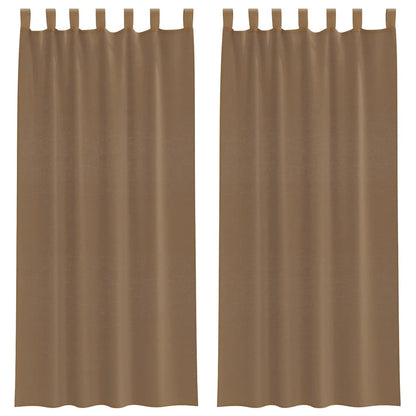 Tende in Voile con Passanti 2 pz Marrone Chiaro 140x225 cm
