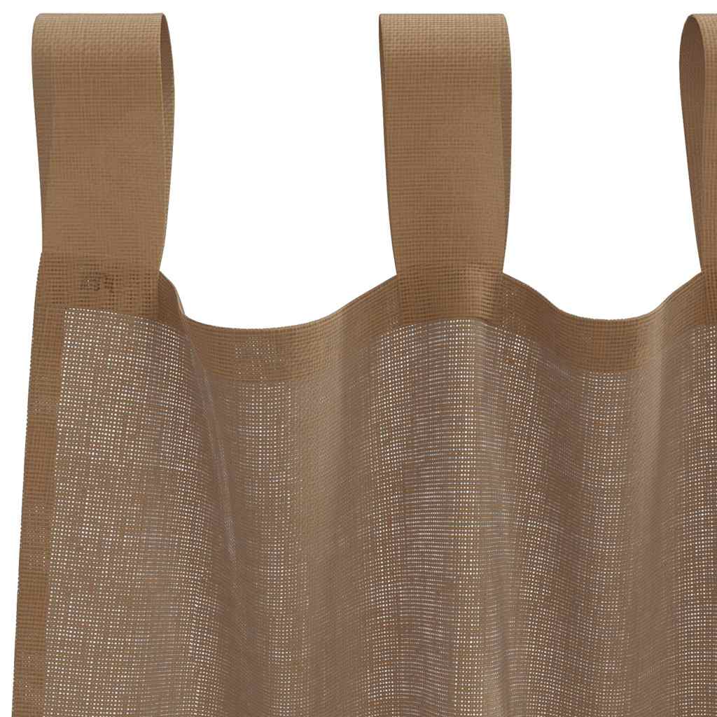 Tende in Voile con Passanti 2 pz Marrone Chiaro 140x225 cm