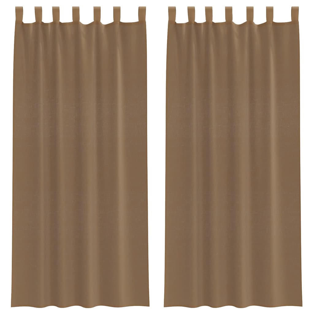 Tende in Voile con Passanti 2 pz Marrone Chiaro 140x245 cm