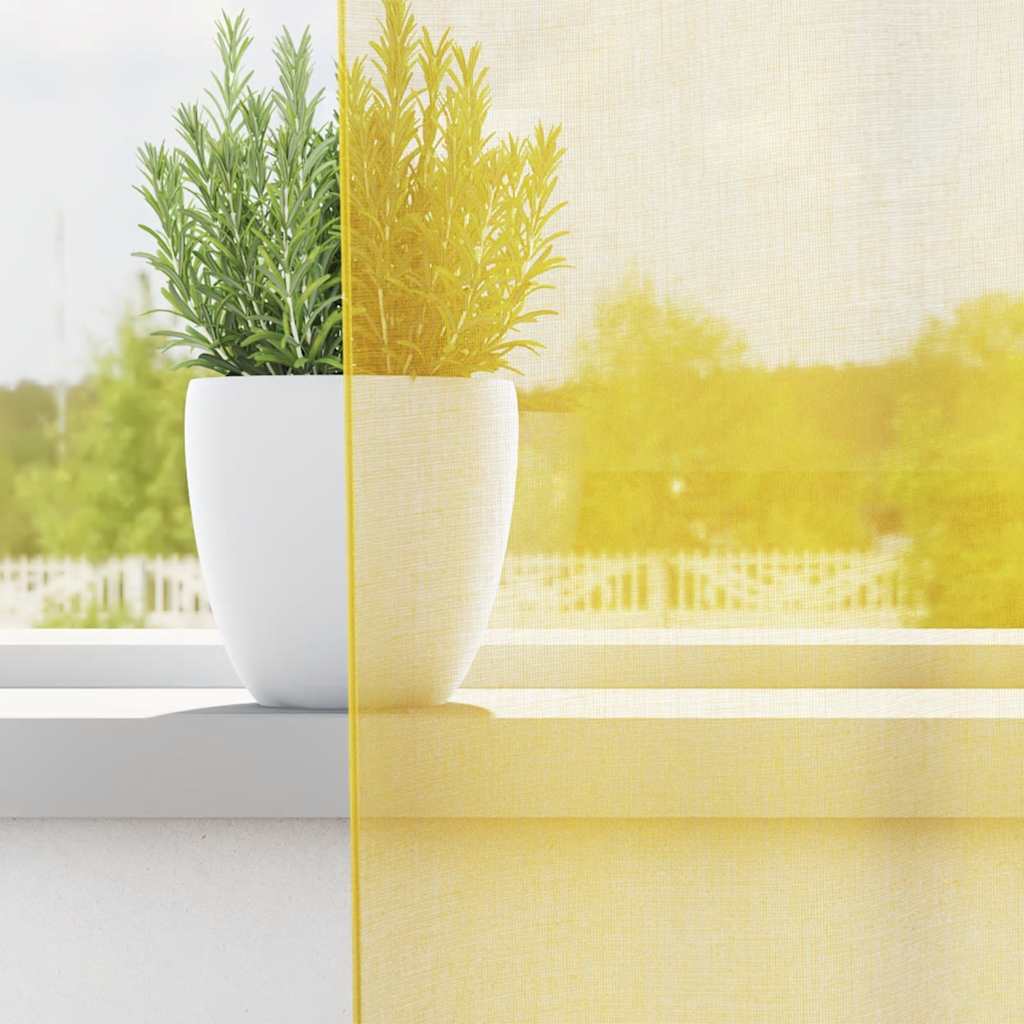 Tende in Voile con Passanti 2 pz Giallo 140x140 cm