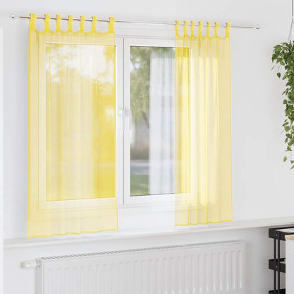 Tende in Voile con Passanti 2 pz Giallo 140x140 cm