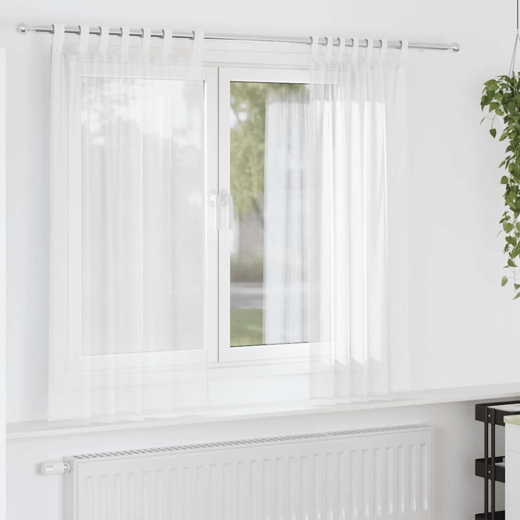 Tende in Voile con Passanti 2 pz Bianco 140x175 cm