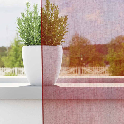 Tende in Voile con Passanti 2 pz Rosso Vino 140x140 cm