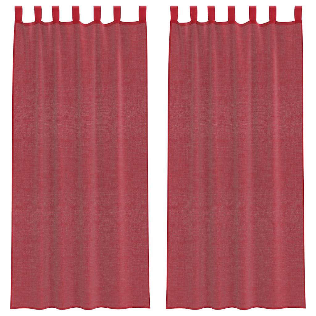Tende in Voile con Passanti 2 pz Rosso Vino 140x225 cm
