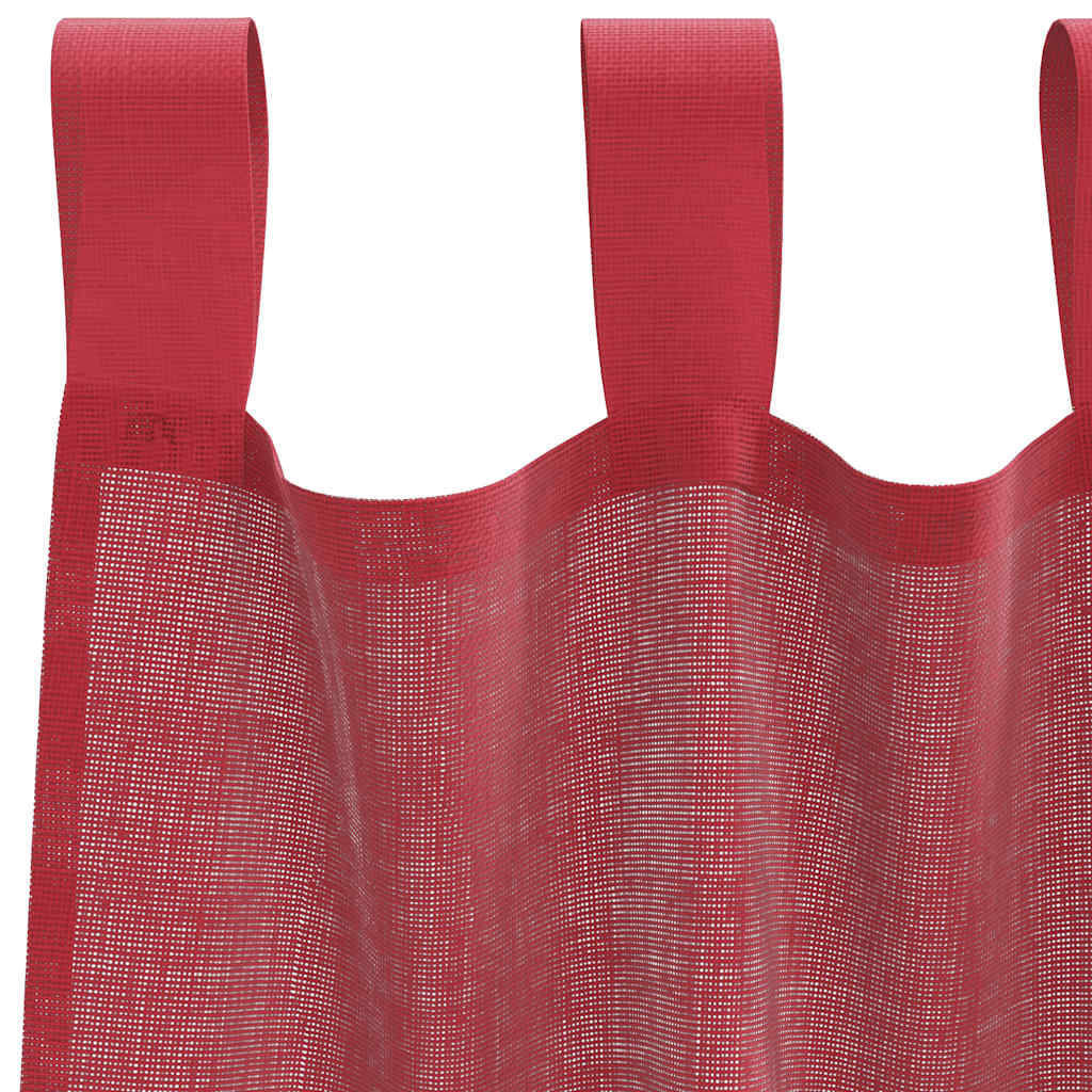 Tende in Voile con Passanti 2 pz Rosso Vino 140x225 cm