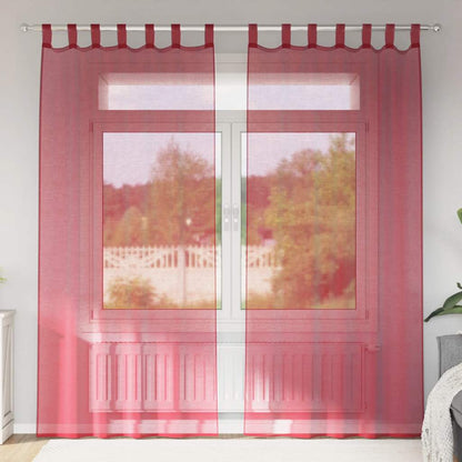 Tende in Voile con Passanti 2 pz Rosso Vino 140x225 cm