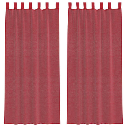Tende in Voile con Passanti 2 pz Rosso Vino 140x245 cm