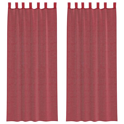 Tende in Voile con Passanti 2 pz Rosso Vino 140x260 cm