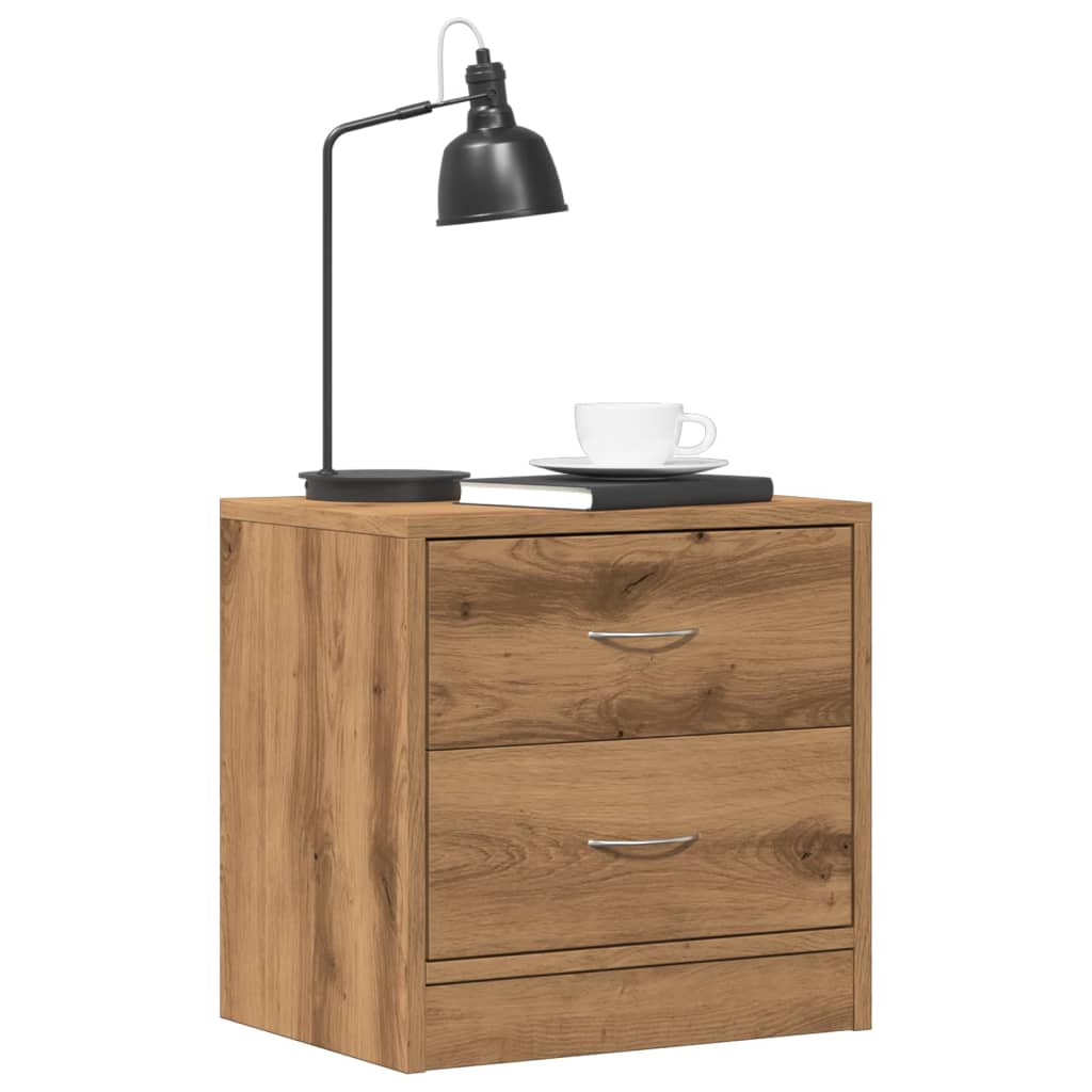 Comodini 2pz Rovere Artigianale 40x30x40 cm in Truciolato