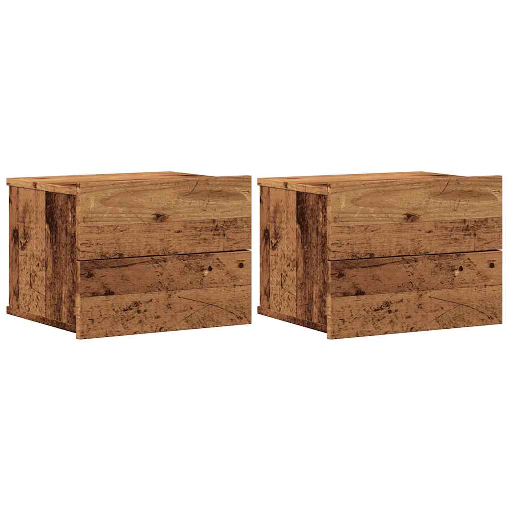 Comodini a Muro 2 pz Legno Antico 40x32x30 cm