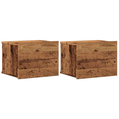 Comodini a Muro 2 pz Legno Antico 40x32x30 cm