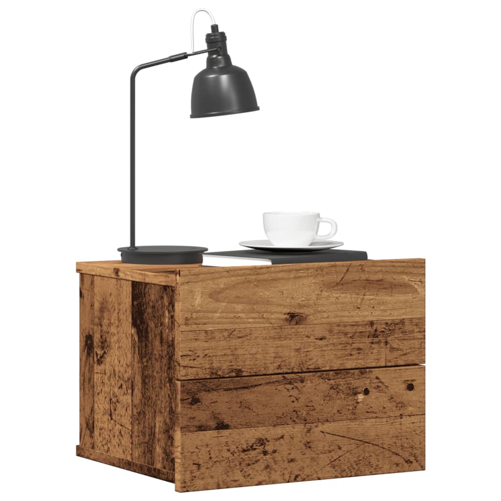 Comodini a Muro 2 pz Legno Antico 40x32x30 cm