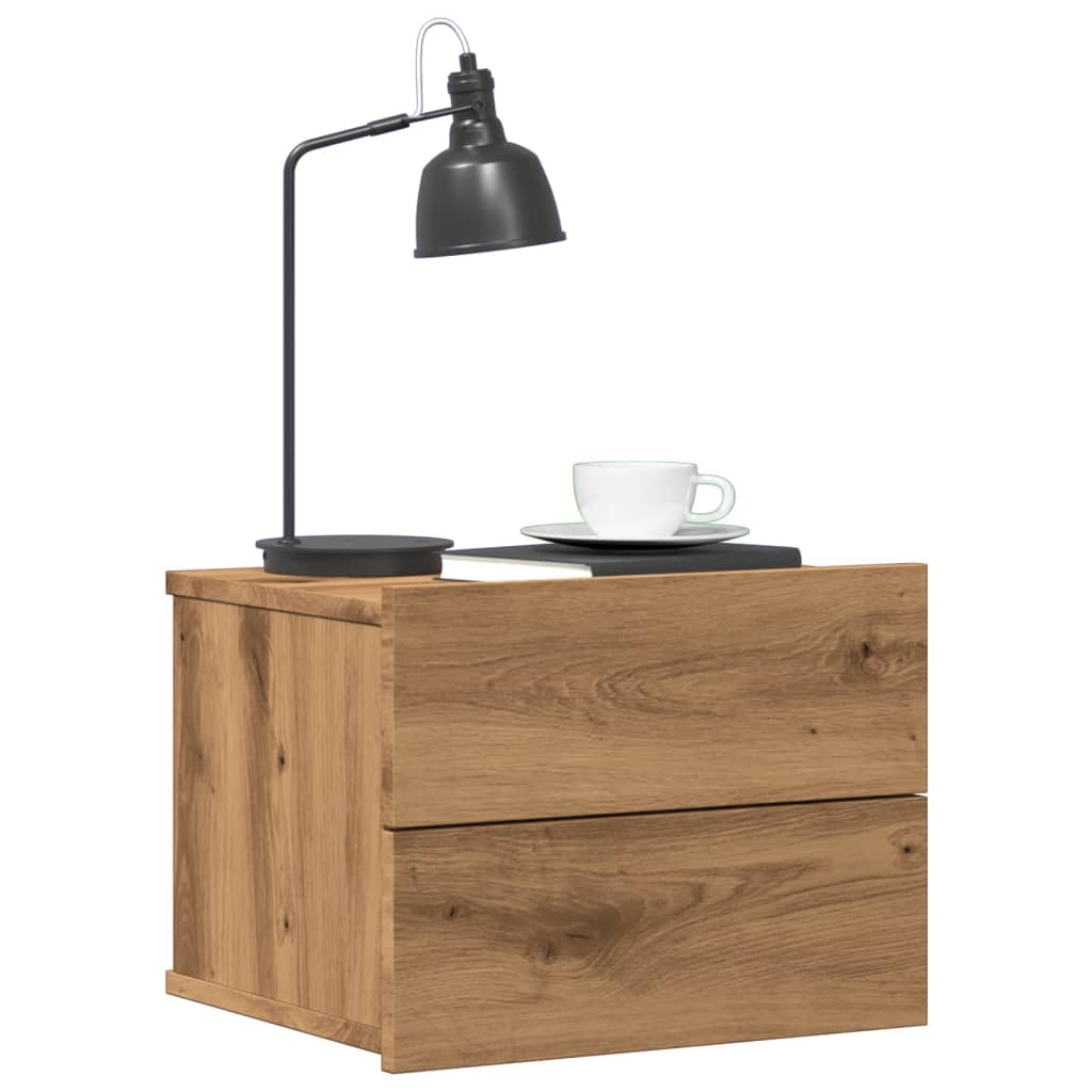 Comodino a Muro Rovere Artigianale 40x32x30 cm
