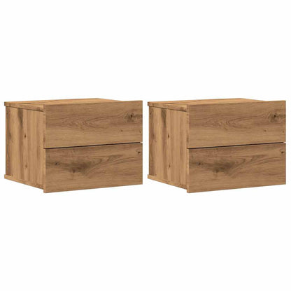 Comodini a Muro 2 pz Rovere Artigianale 40x32x30 cm