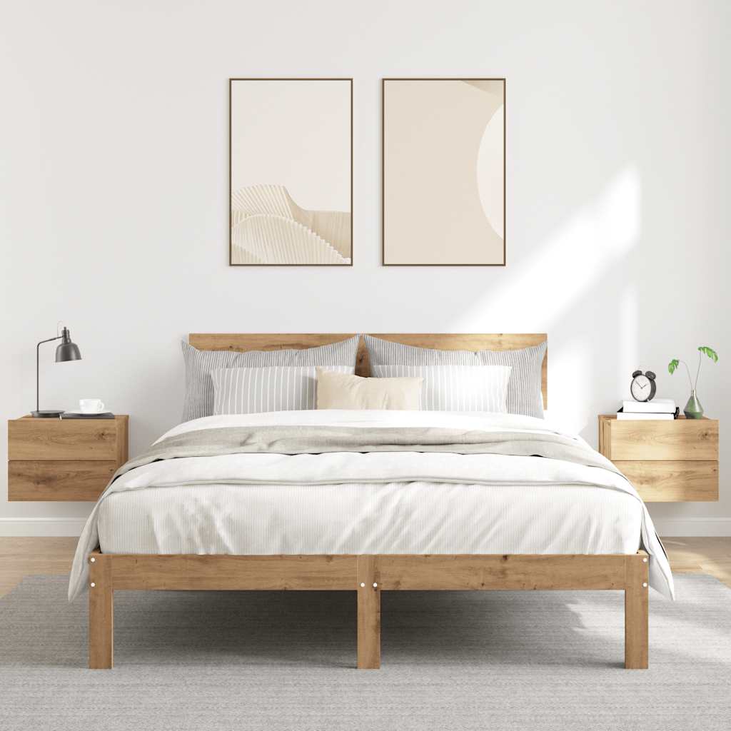 Comodini a Muro 2 pz Rovere Artigianale 40x32x30 cm