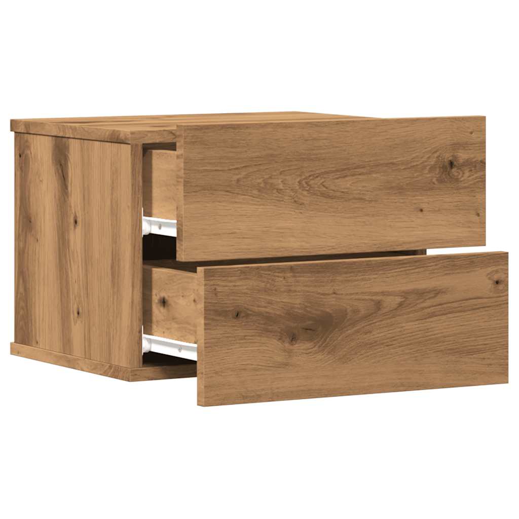 Comodini a Muro 2 pz Rovere Artigianale 40x32x30 cm