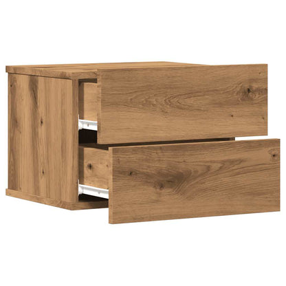 Comodini a Muro 2 pz Rovere Artigianale 40x32x30 cm