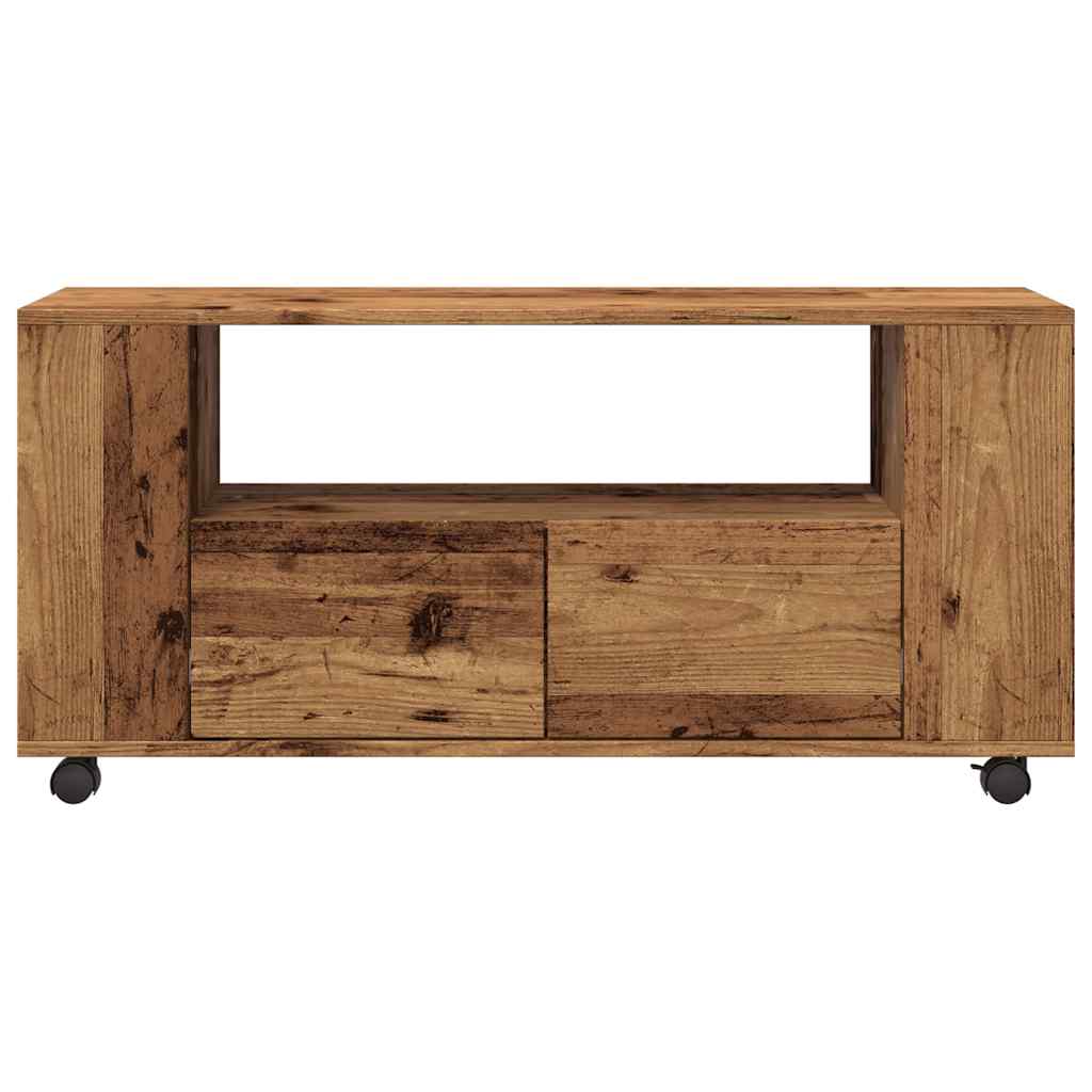 Mobile Porta TV con Ruote Legno Antico 102x34,5x43cm Truciolato