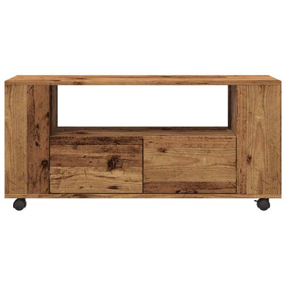 Mobile Porta TV con Ruote Legno Antico 102x34,5x43cm Truciolato