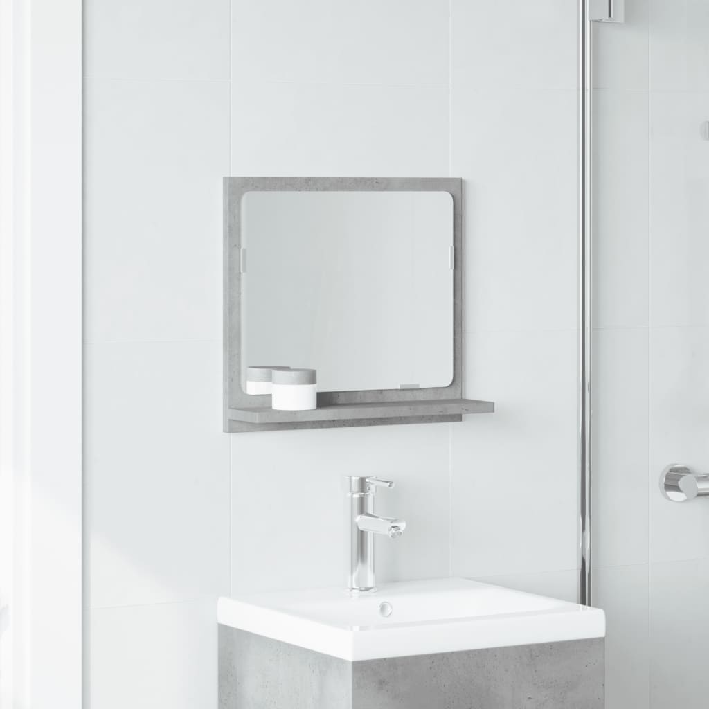 Mobile Bagno con Specchio Grigio Cemento 40x11x37 cm Truciolato