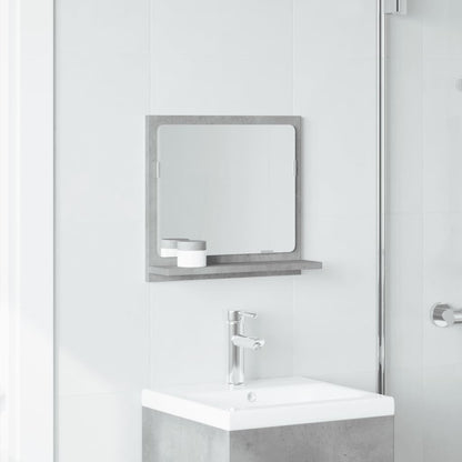 Mobile Bagno con Specchio Grigio Cemento 40x11x37 cm Truciolato