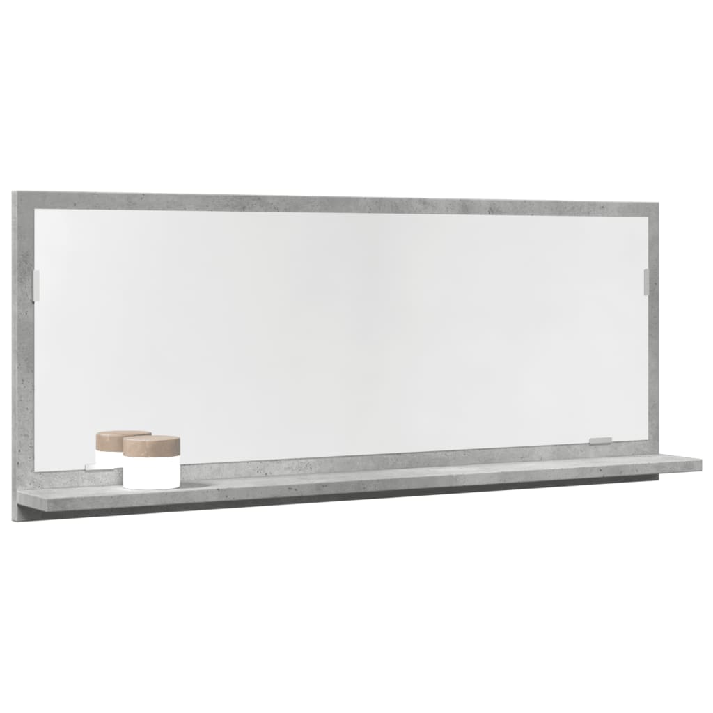 Mobile Bagno con Specchio Grigio Cemento 90x11x37 cm Truciolato