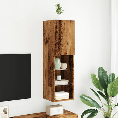 Mobile TV con Luci LED Legno Antico 30,5x30x102 cm