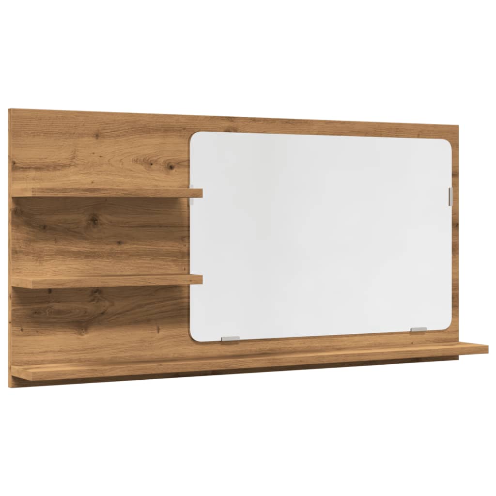Mobile Bagno Specchio Rovere Artigianale 90x11x45 cm Truciolato