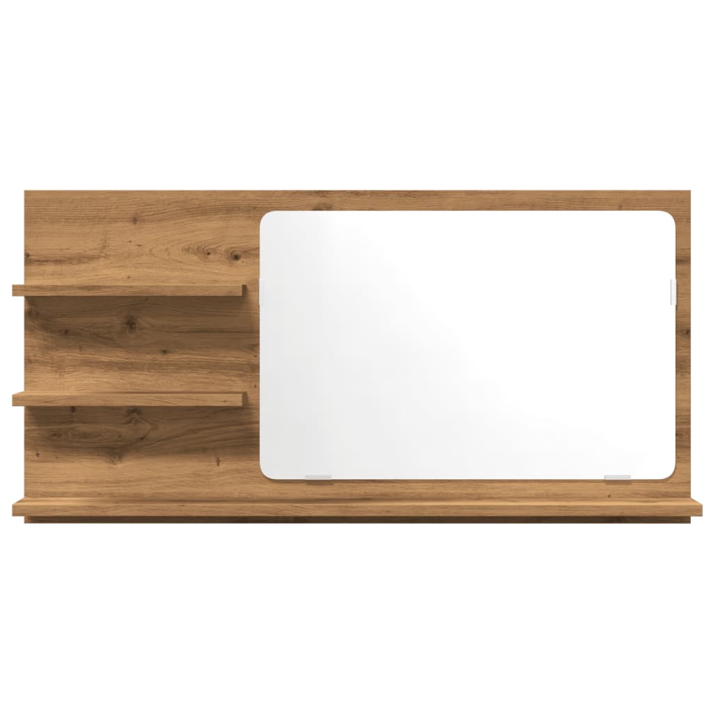 Mobile Bagno Specchio Rovere Artigianale 90x11x45 cm Truciolato
