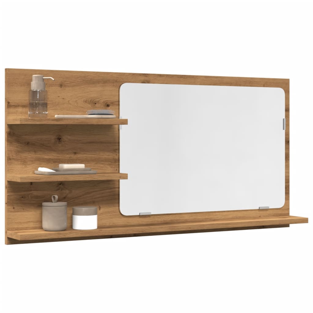 Mobile Bagno Specchio Rovere Artigianale 90x11x45 cm Truciolato