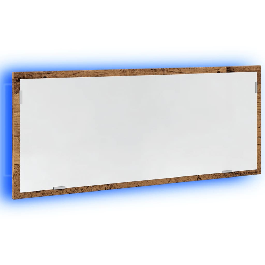 Specchio Bagno LED Legno Antico 100x8,5x37 cm Legno Multistrato