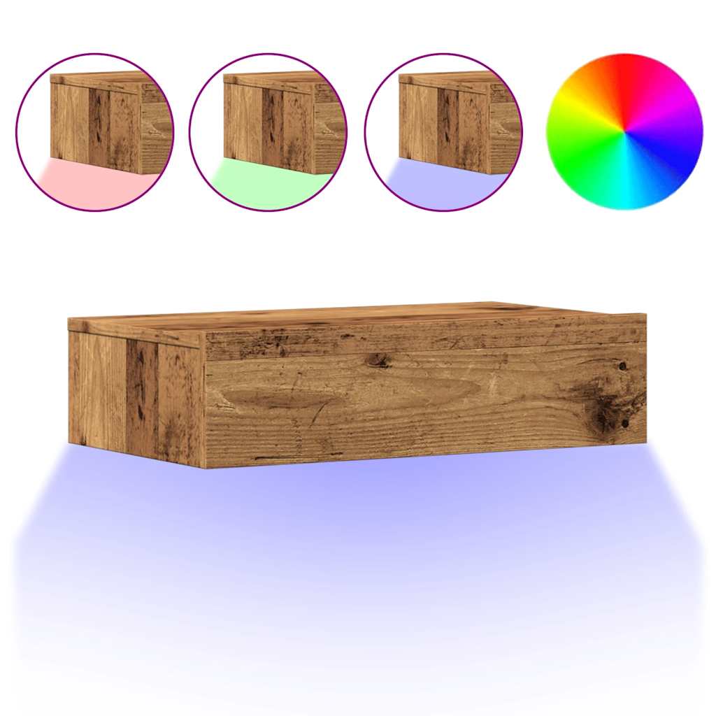 Mobile Porta TV con Luci LED Legno Antico 60x35x15,5 cm