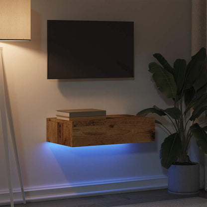 Mobile Porta TV con Luci LED Legno Antico 60x35x15,5 cm