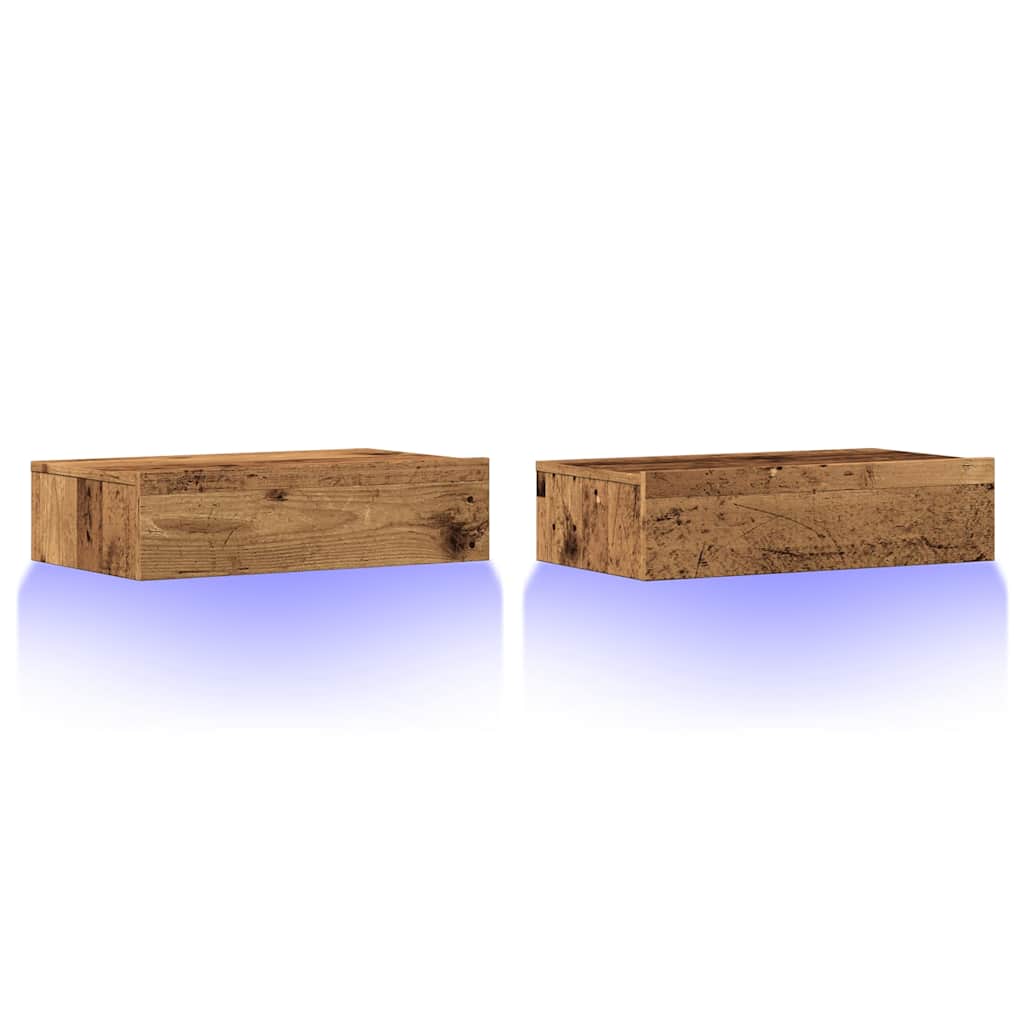 Mobili Porta TV con Luci LED 2 pz Legno Antico 60x35x15,5 cm