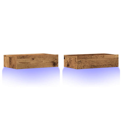 Mobili Porta TV con Luci LED 2 pz Legno Antico 60x35x15,5 cm
