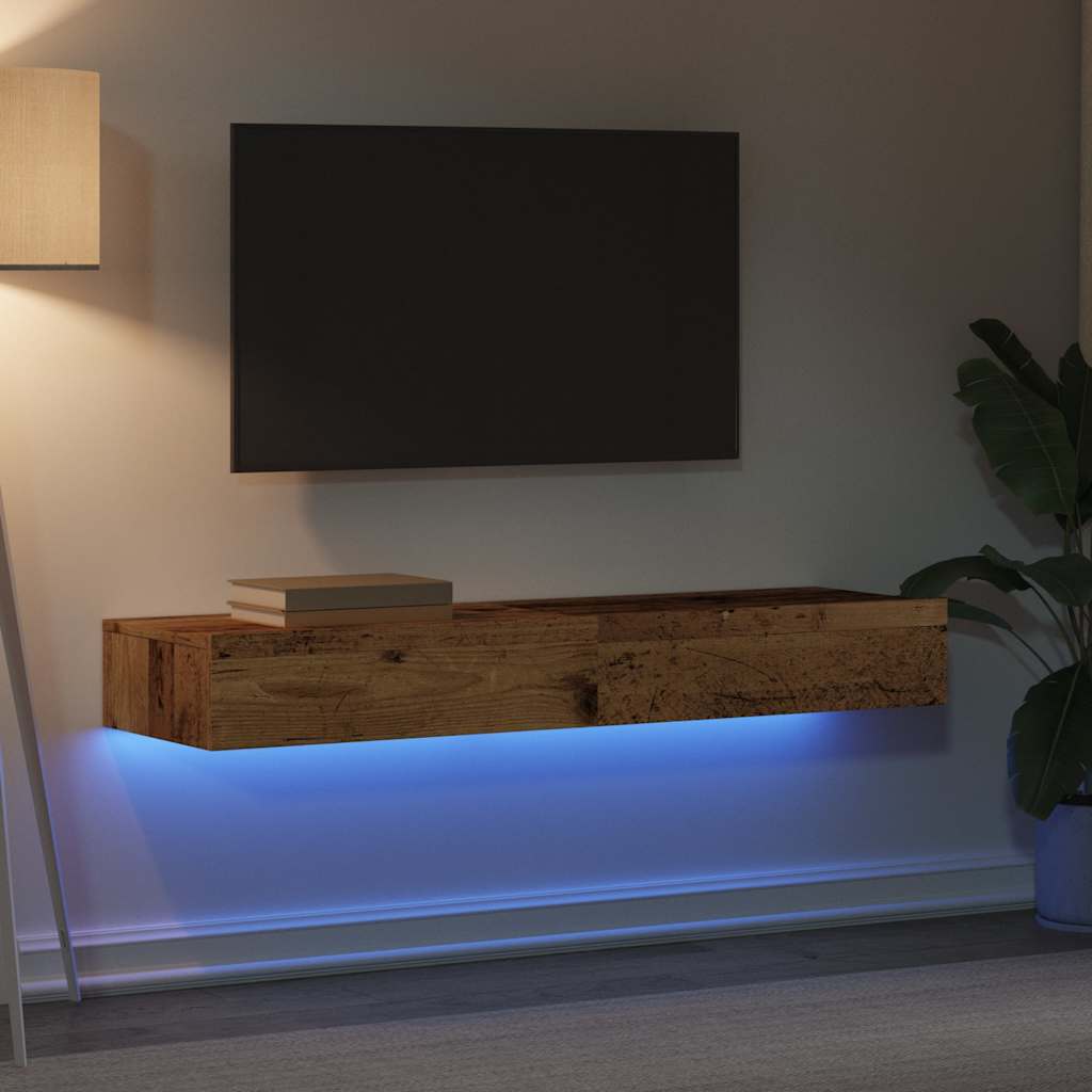 Mobili Porta TV con Luci LED 2 pz Legno Antico 60x35x15,5 cm