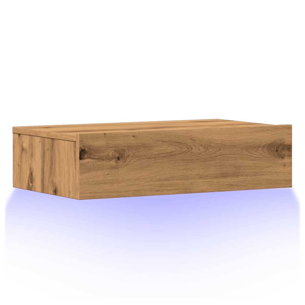 Mobile Porta TV con Luci LED Rovere Artigianale 60x35x15,5 cm