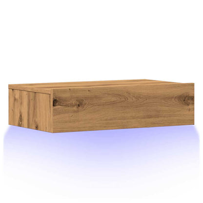 Mobile Porta TV con Luci LED Rovere Artigianale 60x35x15,5 cm