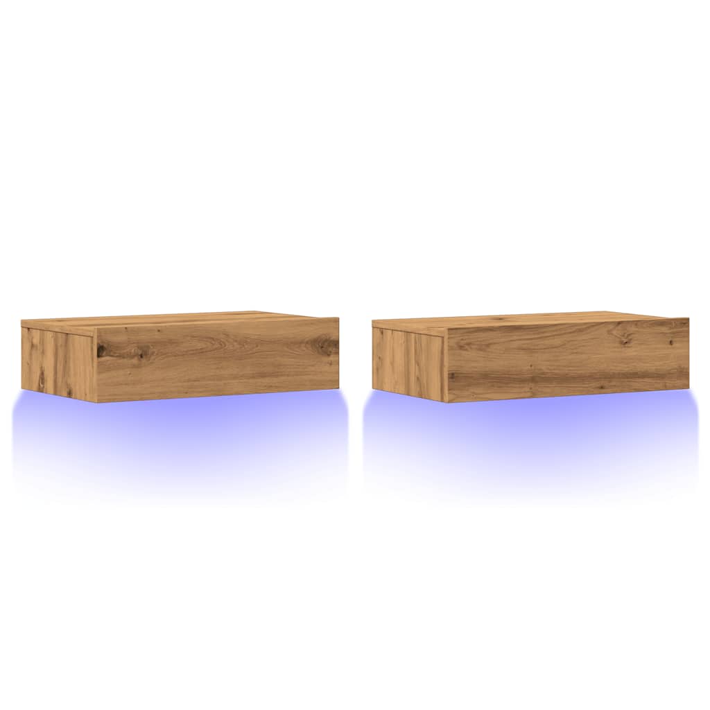 Mobili Porta TV Luci LED 2 pz Rovere Artigianale 60x35x15,5 cm