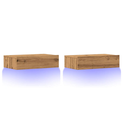 Mobili Porta TV Luci LED 2 pz Rovere Artigianale 60x35x15,5 cm