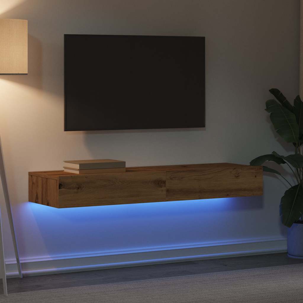 Mobili Porta TV Luci LED 2 pz Rovere Artigianale 60x35x15,5 cm